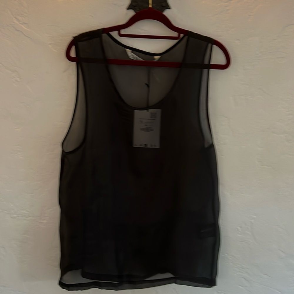 Men’s black see through tank top with tags